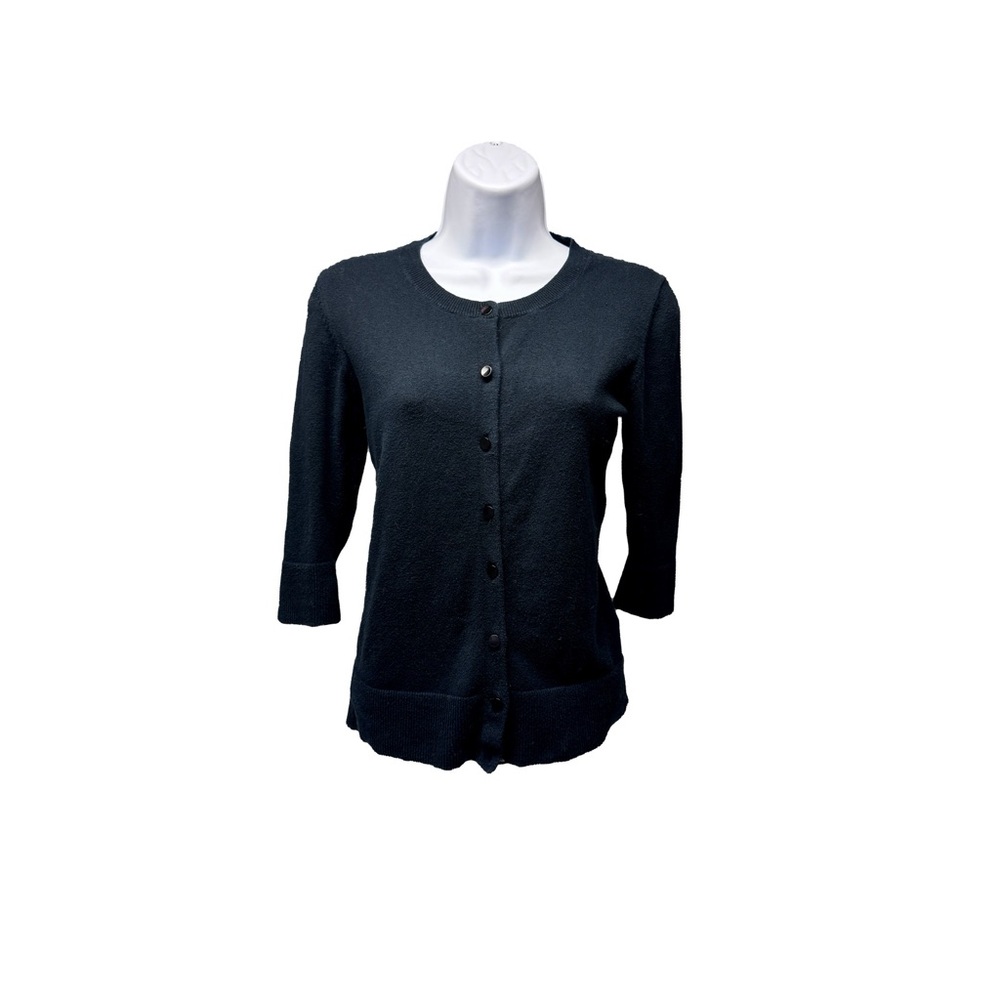 Merona Black 3/4 Sleeve Button Front Cardigan